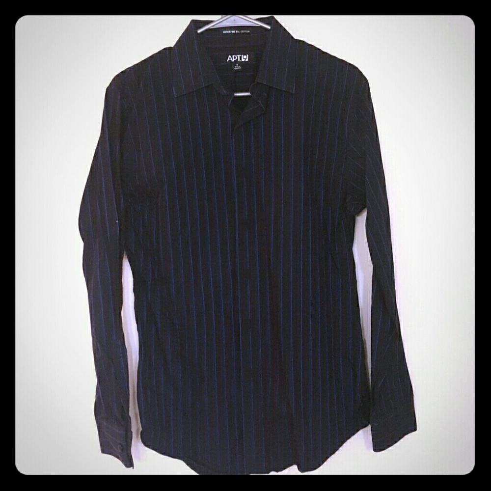 APT. 9 - Black Dress Shirt with Blue Stripes